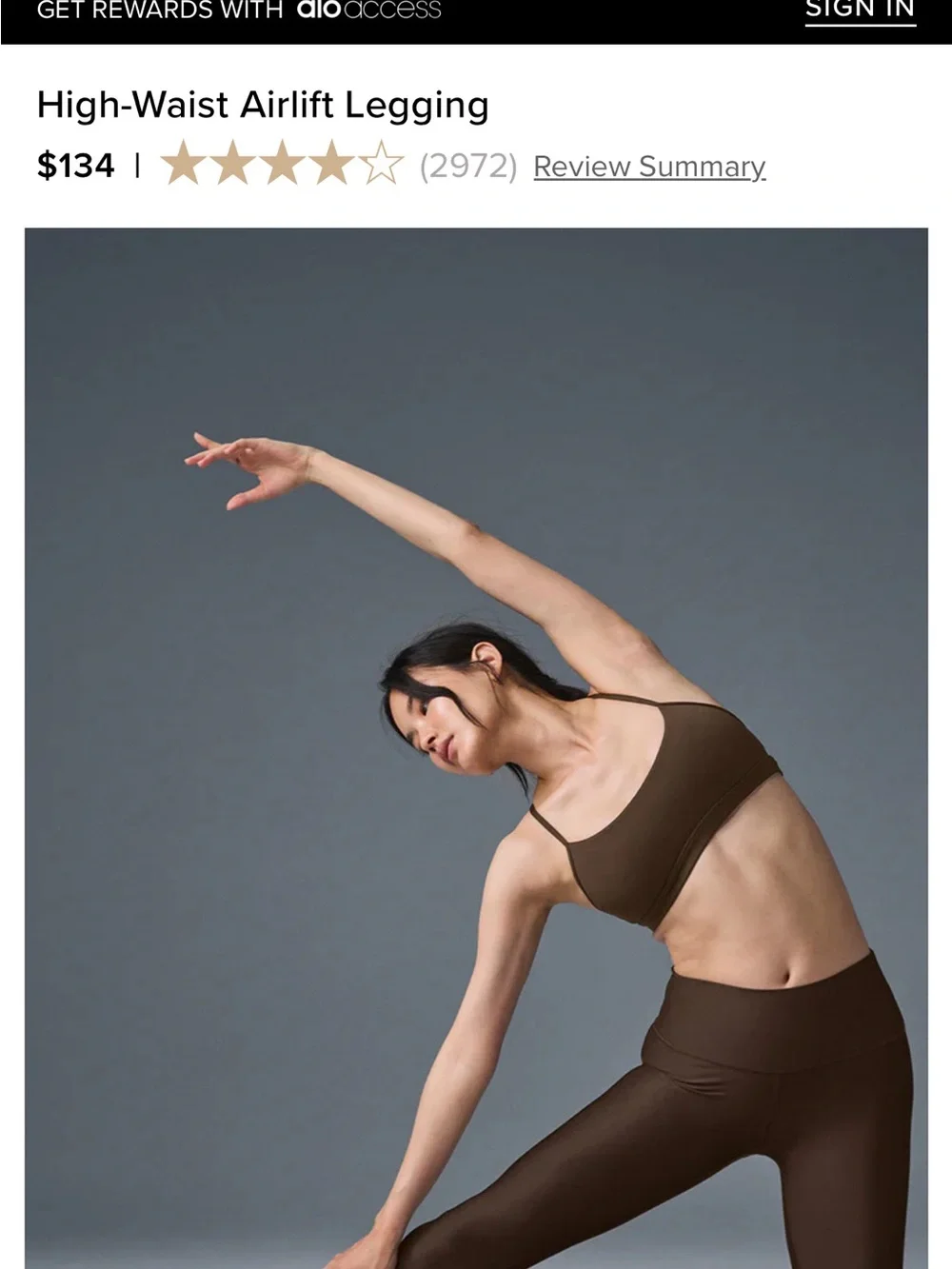 Alo High Waist Airlift Leggings in the color Espresso